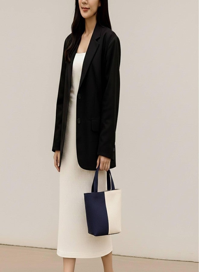 ليفي حقيبة يد صغيرة من قماش الكانفاس للنساء | حقيبة يد صغيرة بسحاب وجيب داخلي | حقيبة قماش قطنية خفيفة الوزن للاستخدام اليومي والسفر والتسوق والإهداء (قطعة واحدة) (أزرق داكن) - Image 5